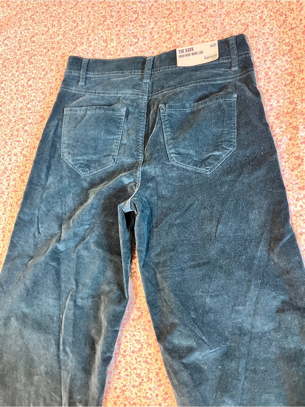Teal Corduroy Wide Leg Pants. Size 4 - Picture 7 of 7